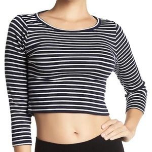 J.Crew Navy Striped Crop Top